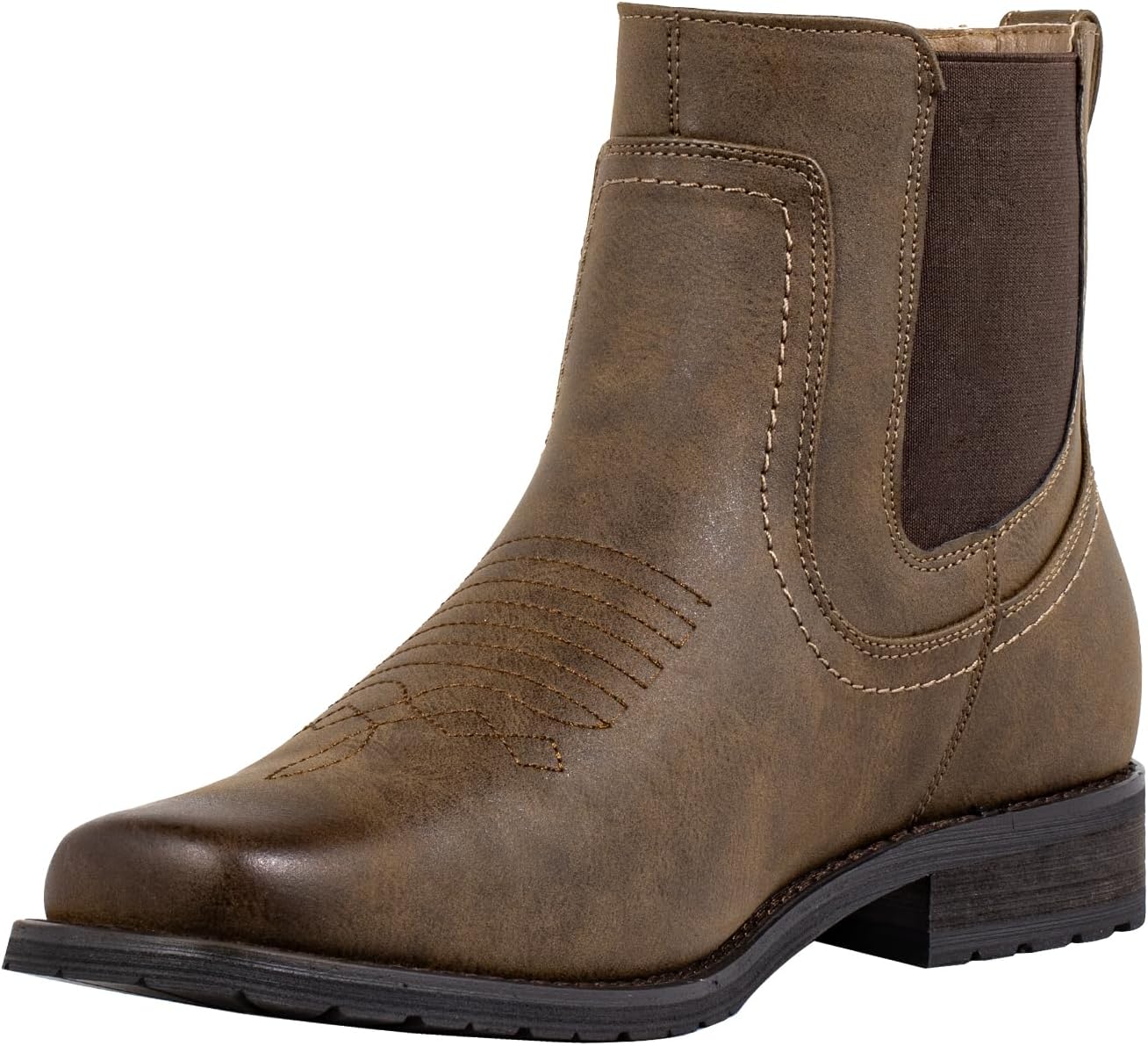 Cowboy Boots for Men Western Square Toe Ankle Chelsea Boots Pull on Work Boots for Men