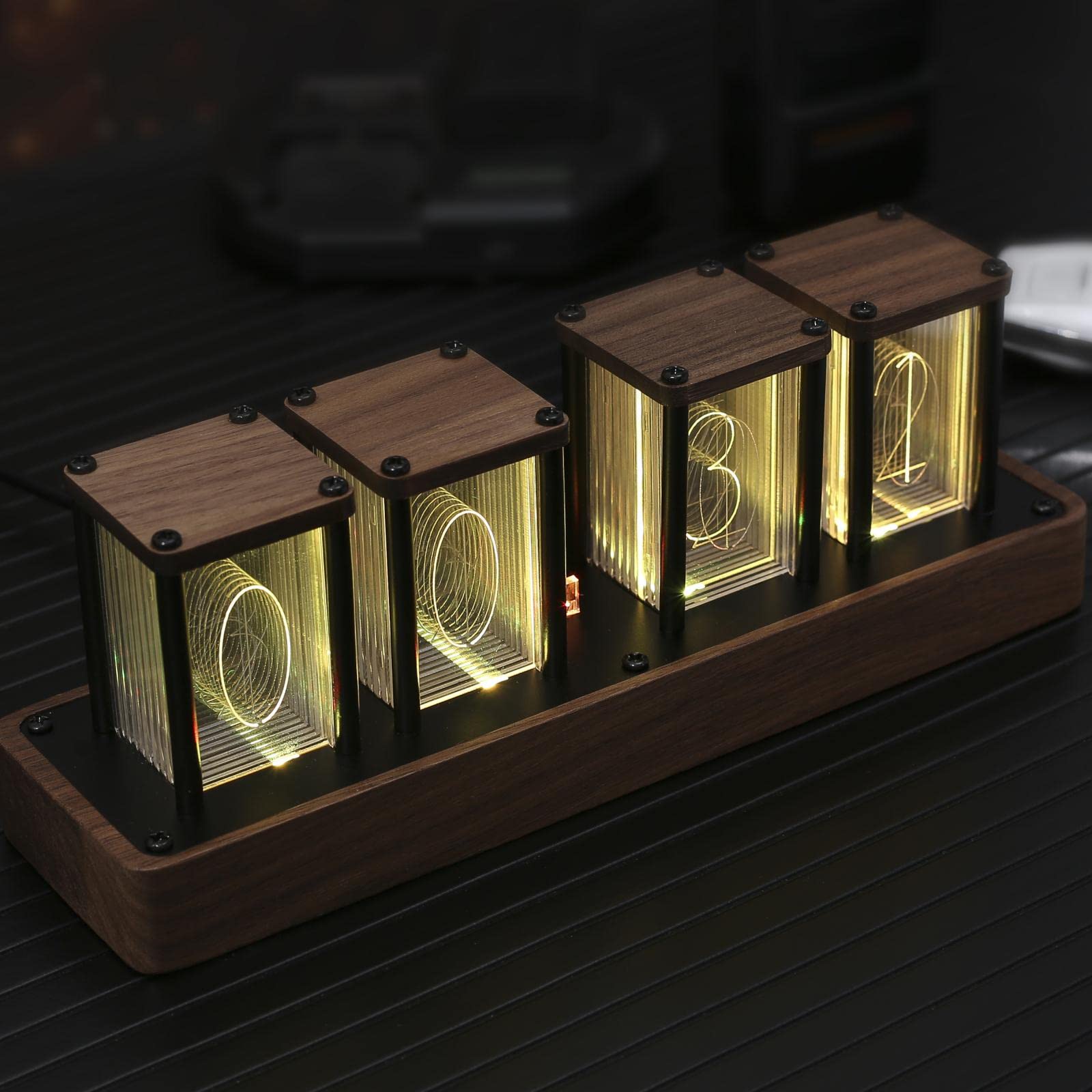 Generico Reloj de Tubo Nixie de Estilo Retro, Reloj LED de Escritorio, Decoración de Tubo Luminoso