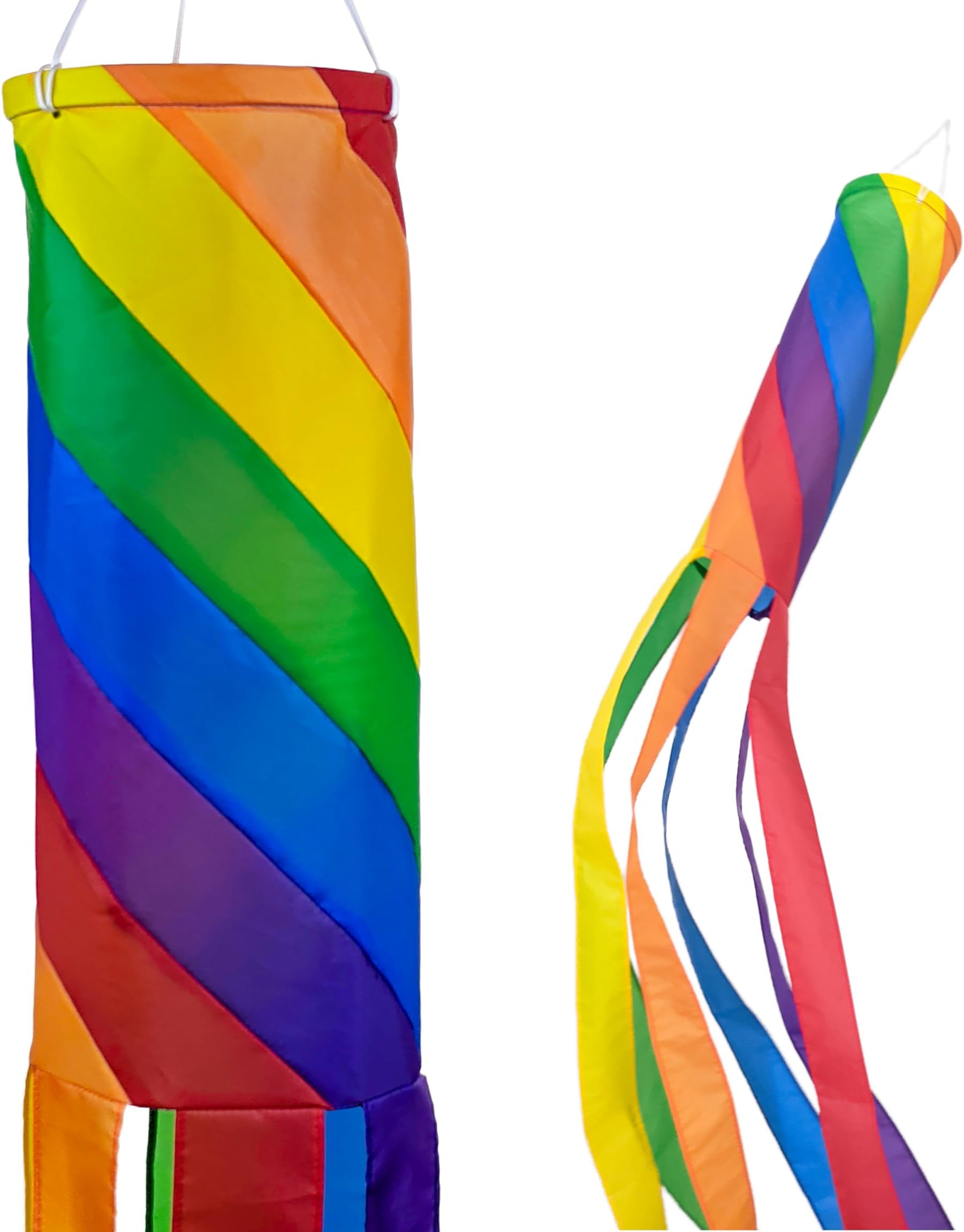 Madrona Brands Spiral Rainbow Windsock for Outside 60 Inch | Durable Outdoor Decorative Hanging Wind Sock Flag | Yard, Porch, Deck, Patio