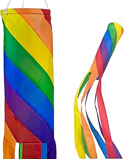 Madrona Brands Spiral Rainbow 60 Inch Windsock | Durable Outdoor Hanging Wind Decoration | Yard, Porch, Deck, Patio