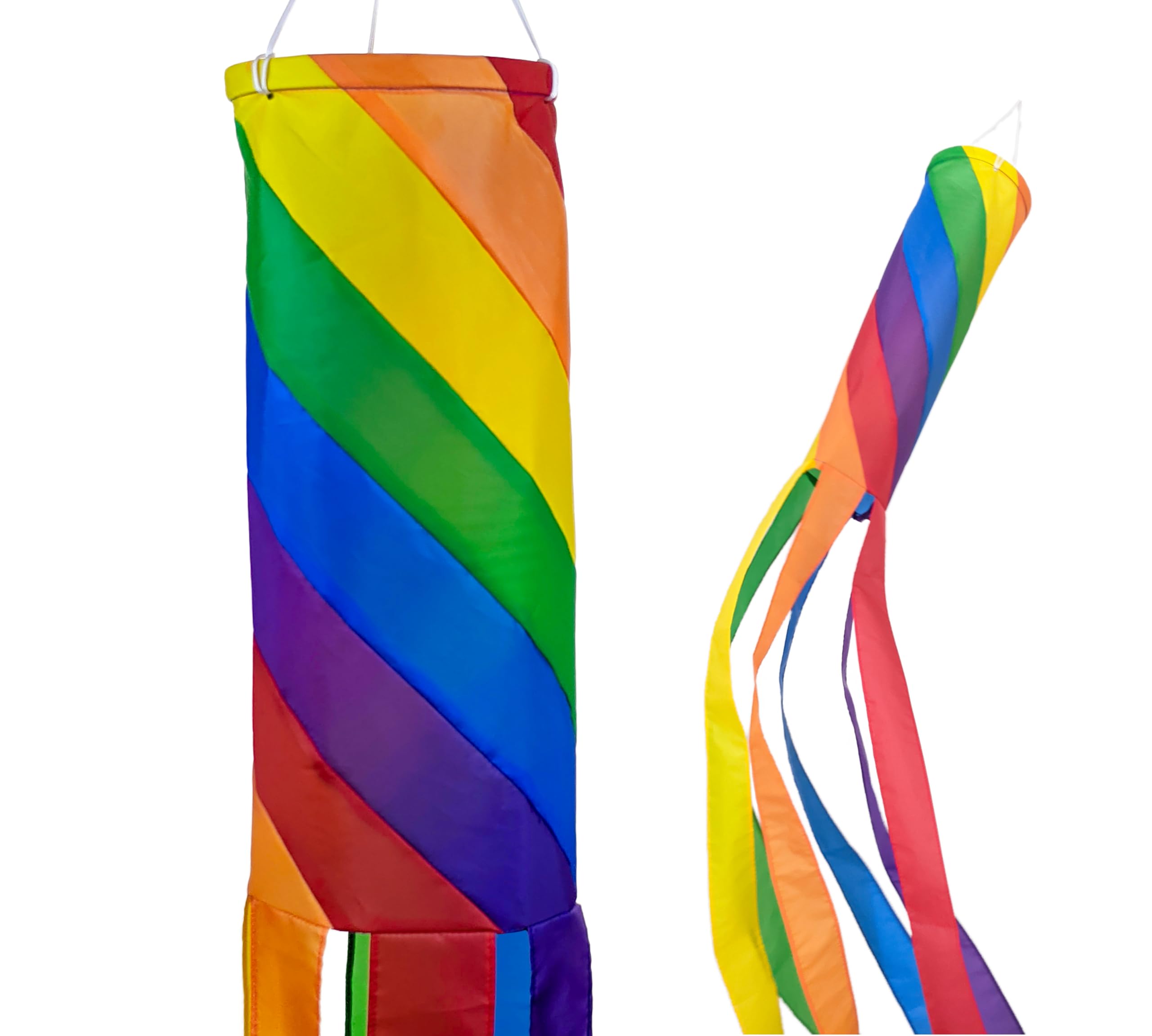 Madrona Brands Spiral Rainbow 60 Inch Windsock | Durable Outdoor Hanging Wind Decoration | Yard, Porch, Deck, Patio