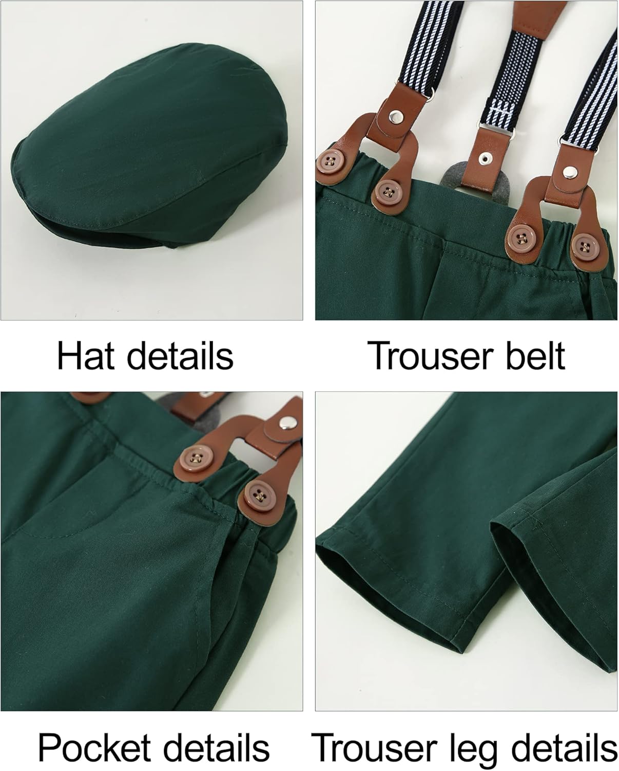 YALLET Baby Boy Clothes Suit Newborn Infant Gentleman Outfits, Formal Dress Shirt+ Bowtie+ Suspender Pants Wedding Party Set - Image 3