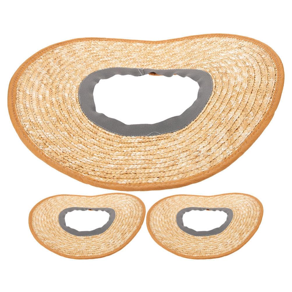 SOLUSTRE Hard Hat Sun Shade Visor 3pcs Straw Woven Full Brim Sun Shade Extension Protection Construction Hat Open Top Sombrero Hat Shield Accessories for Workers 45cm