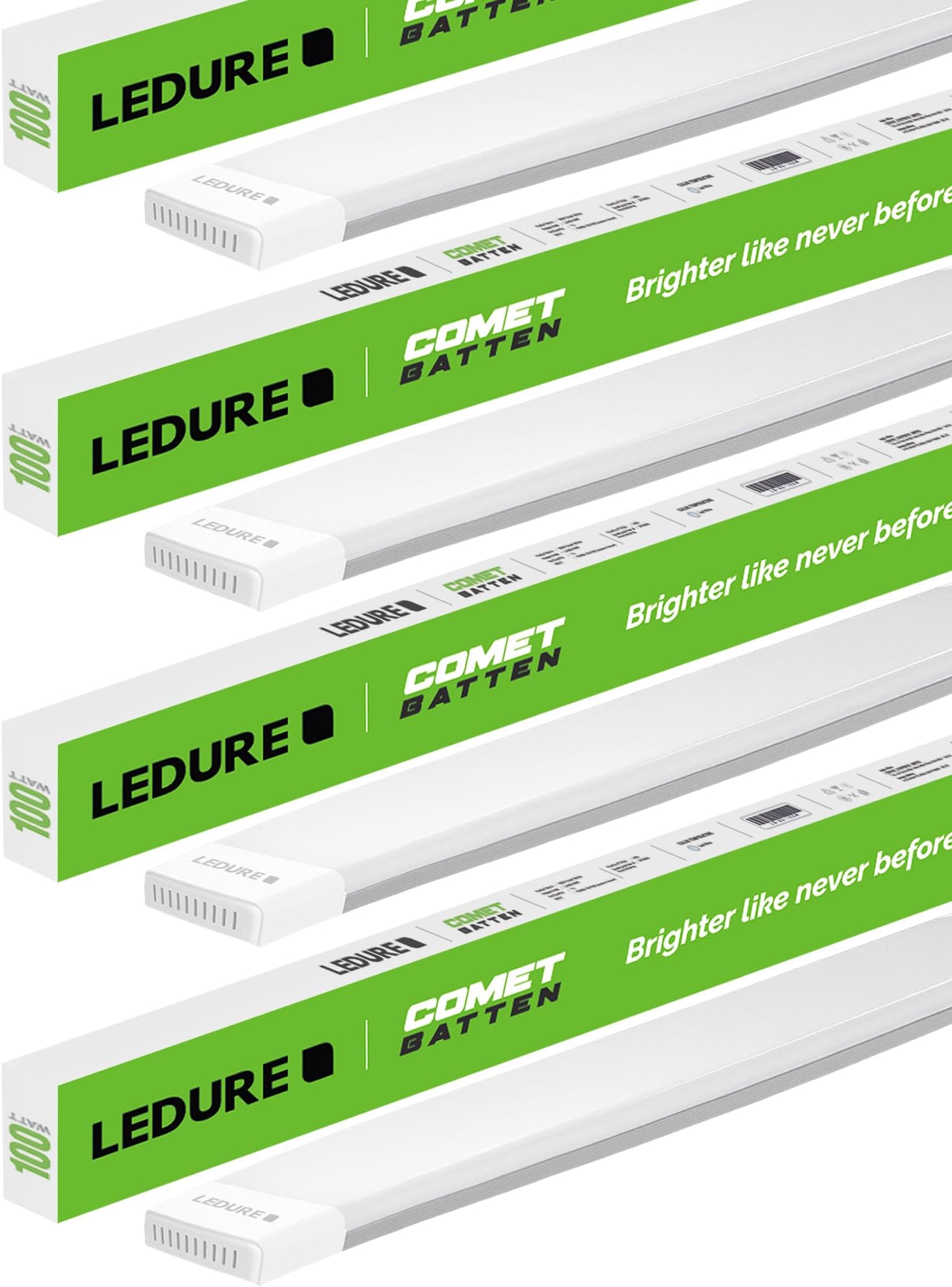 LEDURE 100W Comet Batten : Energy-Efficient 100W Tubelight| Internal Driver | 4ft LED tube light Ideal for Living Rooms, Bedrooms, Offices, Commercial, and Industrial Spaces |(Cool White-Pack of 4)