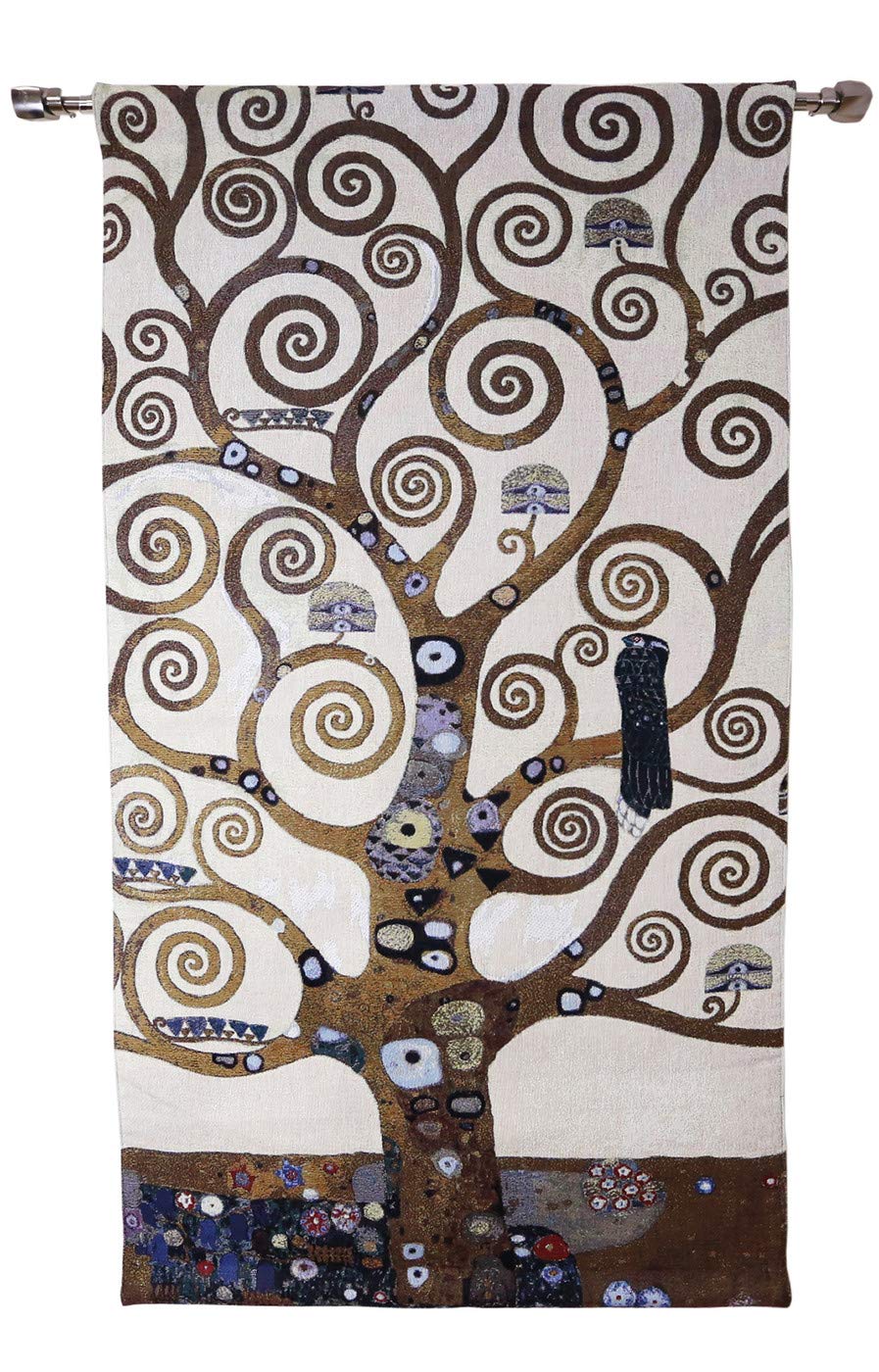 Signare Multi-Color Tapestry Wall Hanging Wall Arts Inspired By Gustav Klimt, The Tree Of Life, Stoclet Frieze (78Cm X 138Cm Tapestry With Rod)