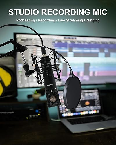 Miniatura 2 de Micrófono XLR, micrófono de condensador profesional con diafragma grande de 1.339 in, micrófono de grabación de estudio cardioide, computadora para