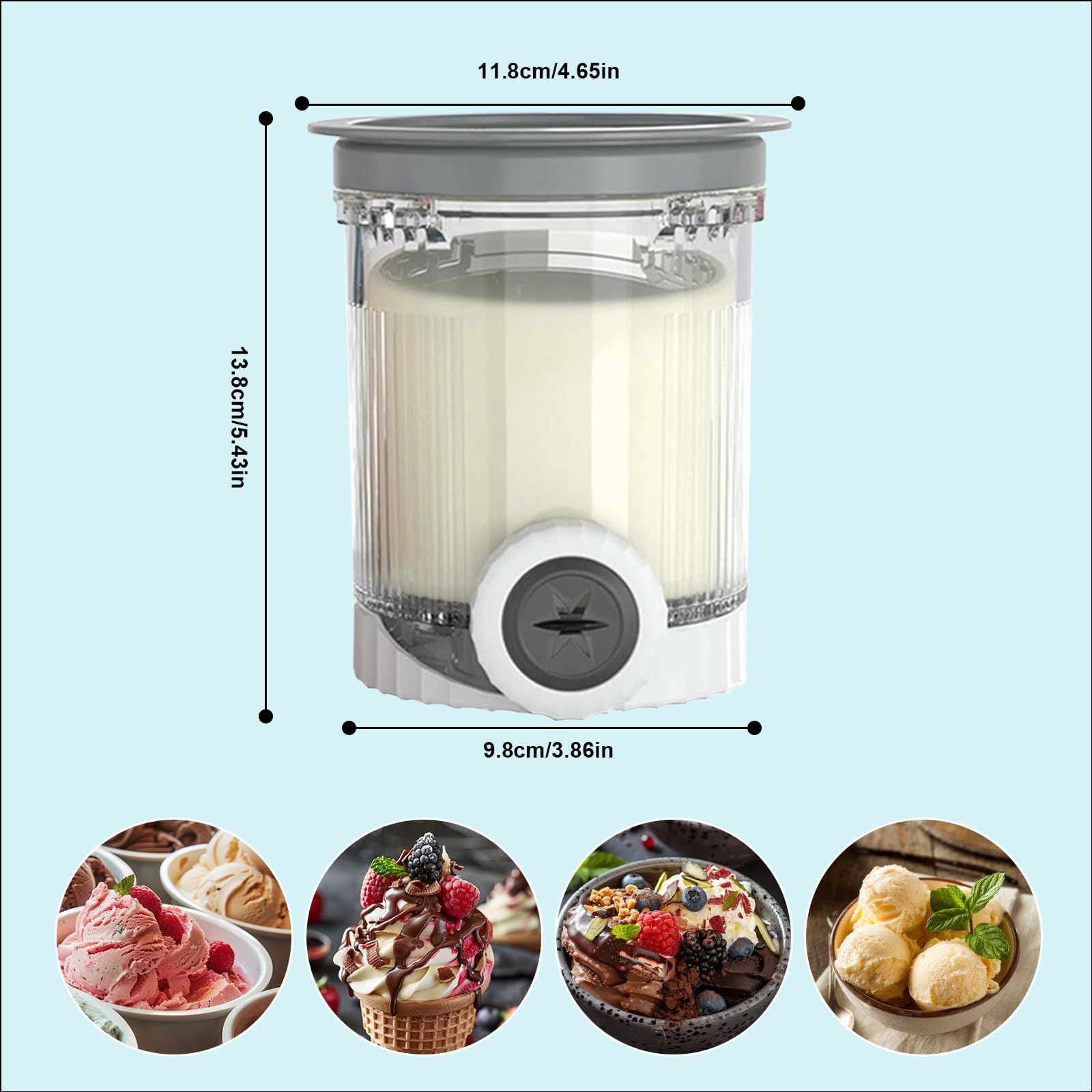 Lot de 4 Pots à Glace Compatibles pour Ninja NC700 NC701 - Récipients pour Pintes Creami Swirl et Couvercle (Gris/Rose/Vert/Bleu) - Sans BPA et Passe au Lave-Vaisselle