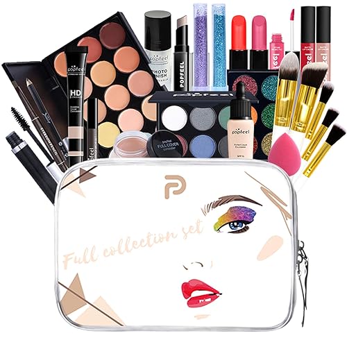 Kit de maquillaje multiusos todo en uno, set de regalo de maquillaje, mezcla de colores, corrector de sombra de ojos, brillo de labios, polvo