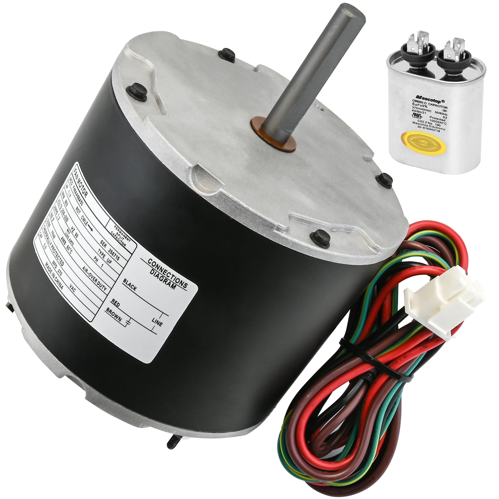 F48AA68A50 Condenser Fan Motor Replacement for York, Coleman, Luxaire, Genteq, A.O. Smith THGF36S41S3A THGF60S41S3A F48M27A50 etc, 1/4 HP, 850 RPM, 208-230 Volt, 1-Year Warranty