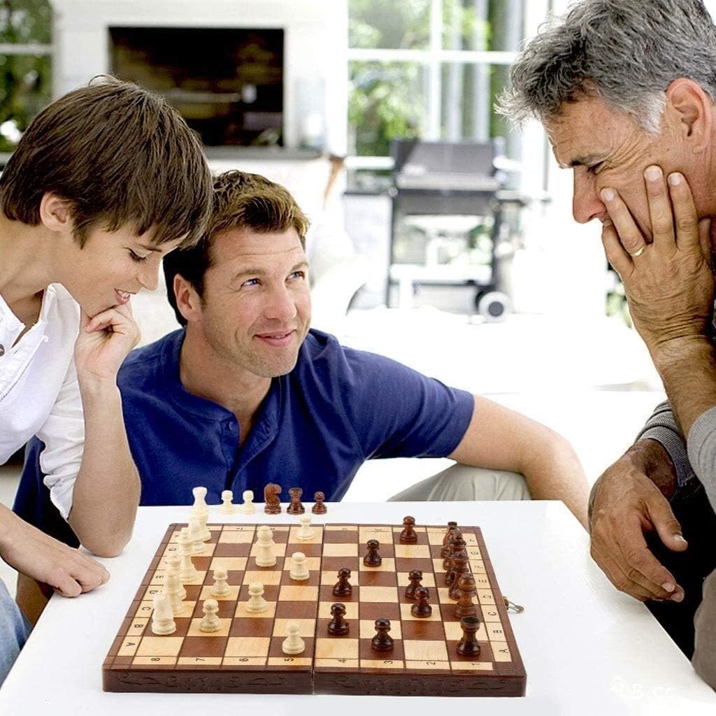 28.8X28.8Cm Wood Folding Portable Chessboard for Adults Educational Thinking Toy for Children Training and Learning for Students and Beginners