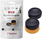 Setex Gecko Grip, 1 High Rise + 1 Low Rise Thumbstick Grip Covers, for PlayStation PS5, PS4, Xbox One, Steam Deck, Anti-Slip Microstructured Analog Stick Thumb Grips, Black & Gold, Covers Only