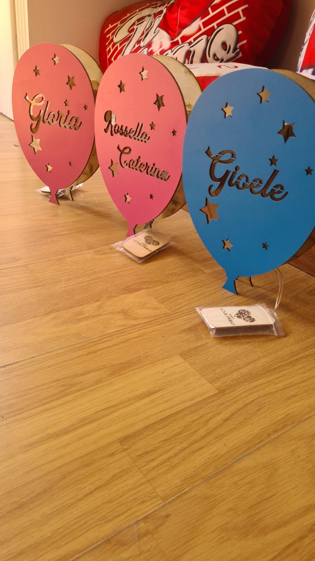 Stampa su legno per la cameretta dei bambini - Orsetto con palloncino - Magnusson - Rotondo