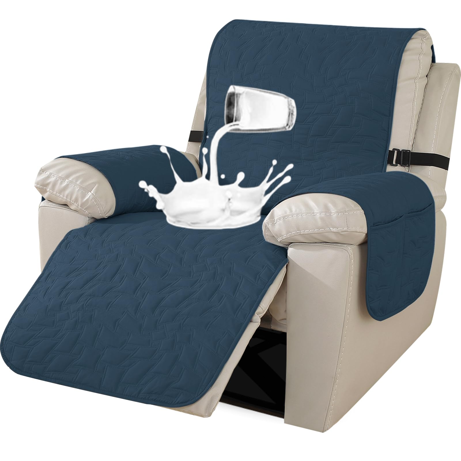 Ystyle Funda Sillon Relax Reclinable 1 Asiento, Funda Sofa 1 Plaza Impermeable, Funda Butaca Reclinable, Funda De Sillon, Antimanchas y Antiarañazos Lavables (1 Asiento, Azul Berlín) Global Recycled Standard Global Recycled Standard Global Recycled Standard
