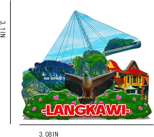 Miniatura 3 de Imán de Malasia Langkawi para nevera de madera 3D, monumentos de viaje, coleccionables, recuerdos, decoración hecha a mano -615