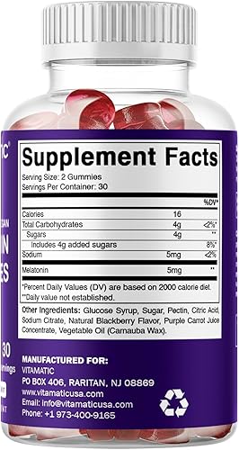 Miniatura 8 de Vitamatic Gomitas de melatonina para niños y adultos (2.5 mg 5 mg y 10 mg dosis) - 60 gomitas veganas