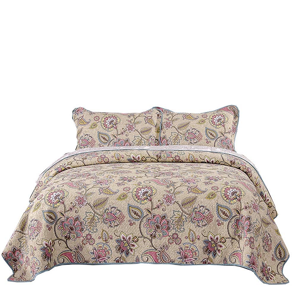 Colcha, Acolchada, Reversible, Diseño Patchwork, 230x250cm Colcha con Funda de Almohada Colcha Manta de Cama + Fundas de Almohada Patchwork, Juego de 3 Piezas de Funda de,