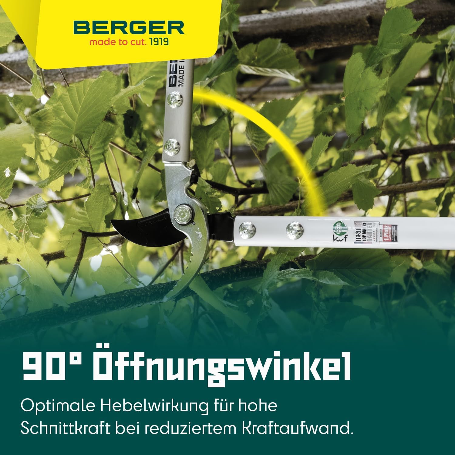 BERGER Bypass Lopping Shears – Professional 33.5" Tree Trimmer with Steel Cutting Blades, Cuts Branches Up to 2" Thick, Aluminum Handles, Shock Absorber – 4280
