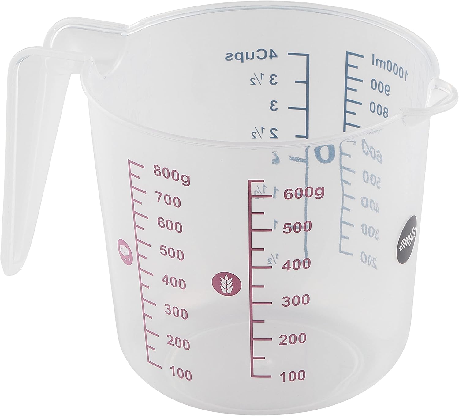 Wie Viel Sind 125 Ml Im Messbecher Emsa K32261 Prep&Bake Kunststoff-Messbecher 1 L | doppelte Skalierung