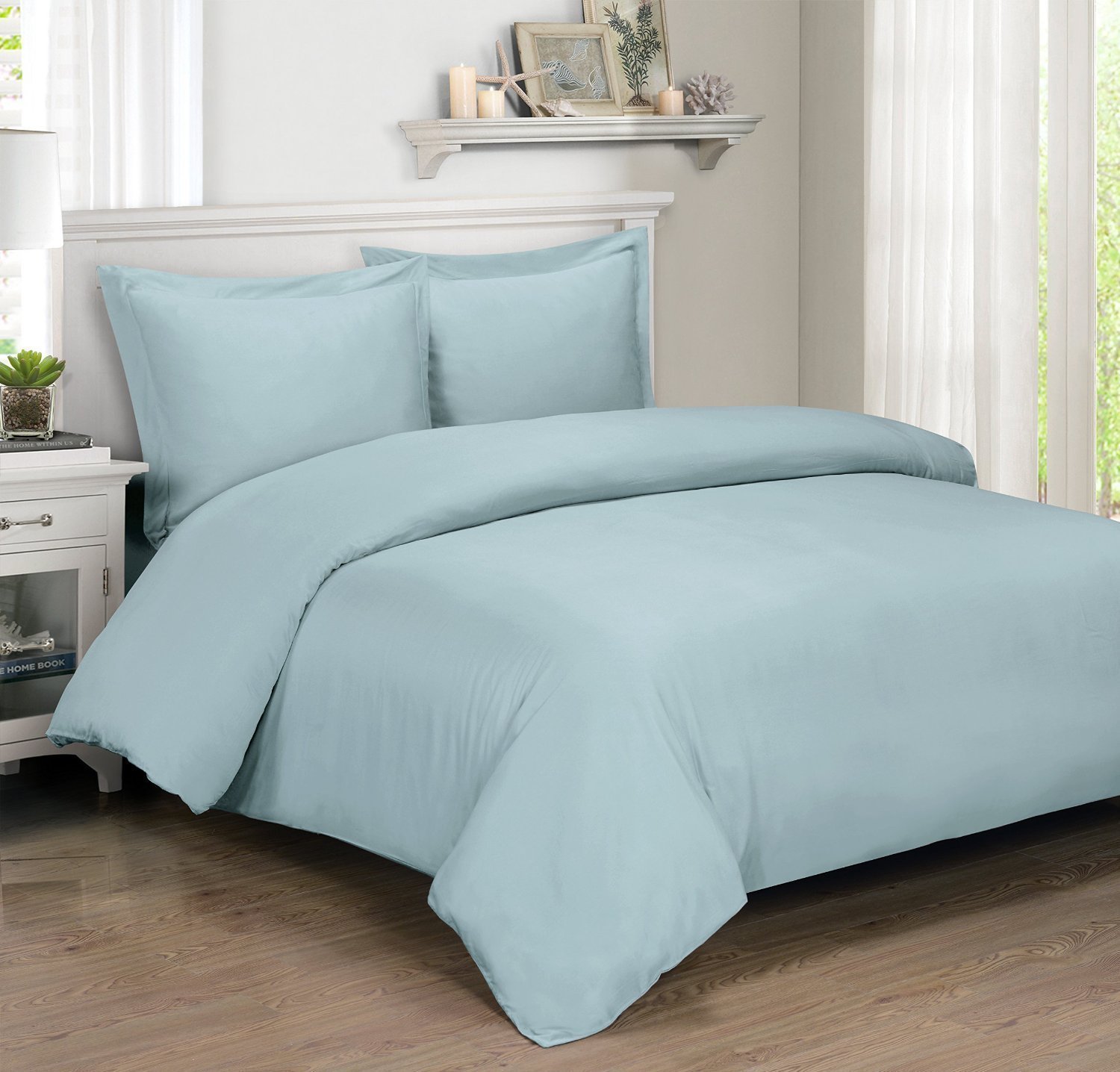 Meraki Collection Duvet Cover - Protect your comforter/Duvet Insert - 3 PC Duvet Cover set includes 2 Pillow Shams - Genuine Double Brushed Microfiber Solid (Blue, King/Cal King)