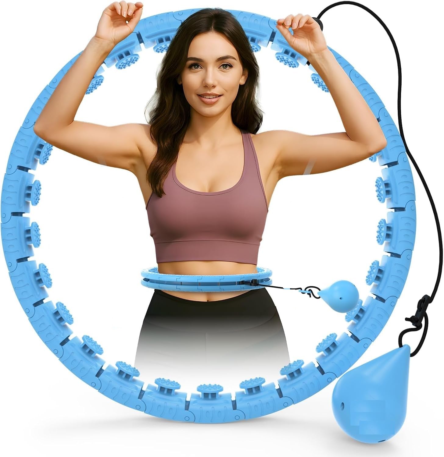 Deoxys 24 Knots Weighted Hula Exercise Hoop Extra Large, Infinity Hula Fitness Hoop Plus Size, Smart Hula Hoop for Adults Weight Loss (24 Knots -Blue)-image-3