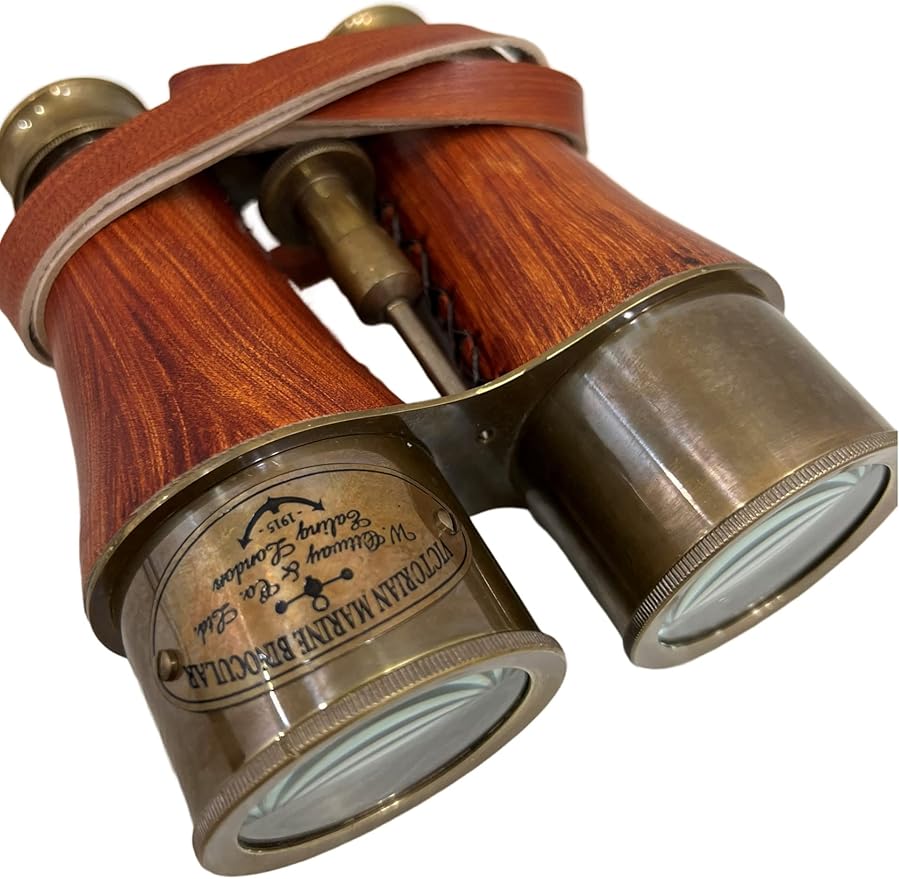 Amazon.com : Vintage Marine Victorian Brass Orange Leather Binocular ...