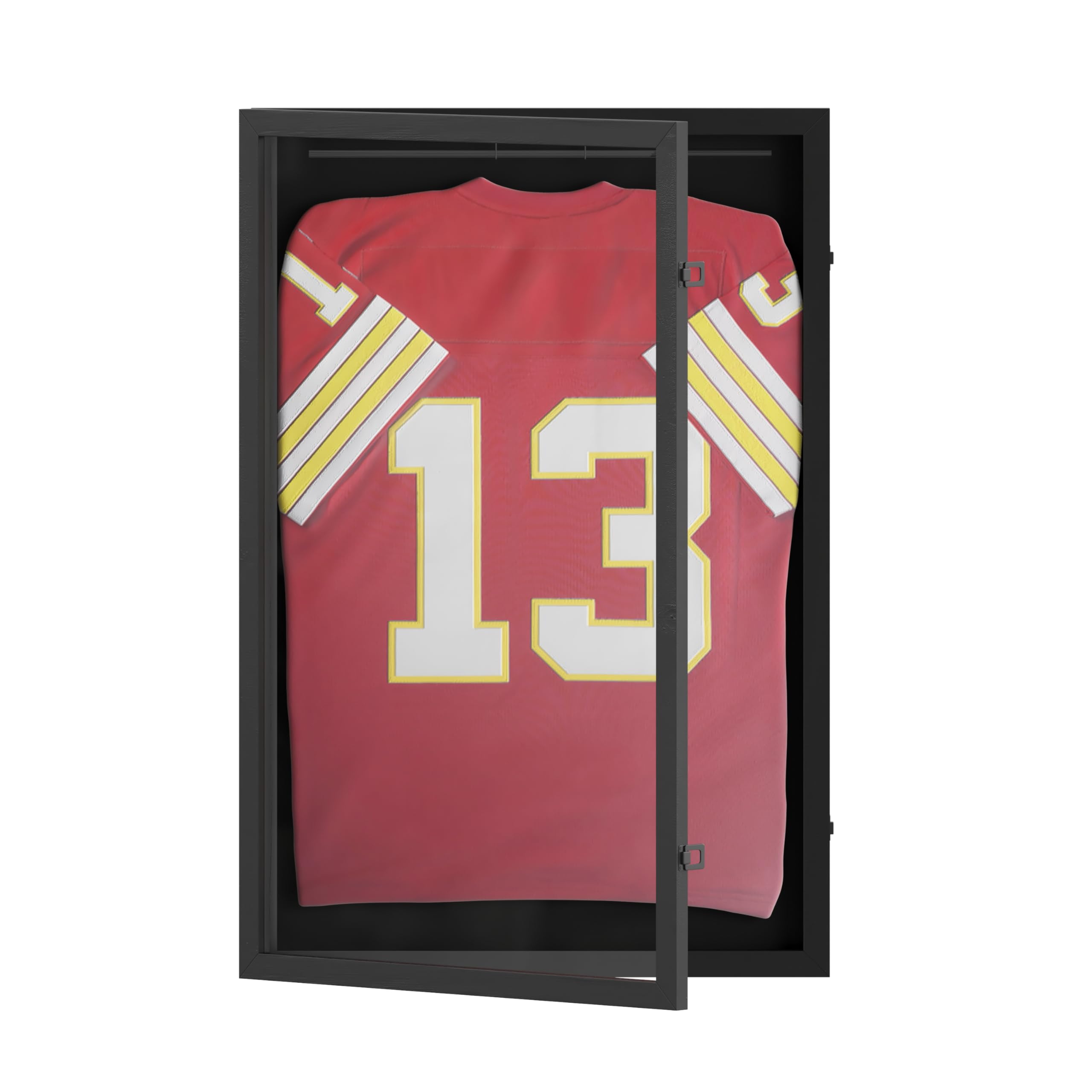 HBCY Creations Matte Black Jersey Frame Display Case - 24x36 Premium Shadow Box with Anti-Theft Lock, Acrylic Window, Solid Wood Frame, Fits, Includes Hanger and Hanging Hardware
