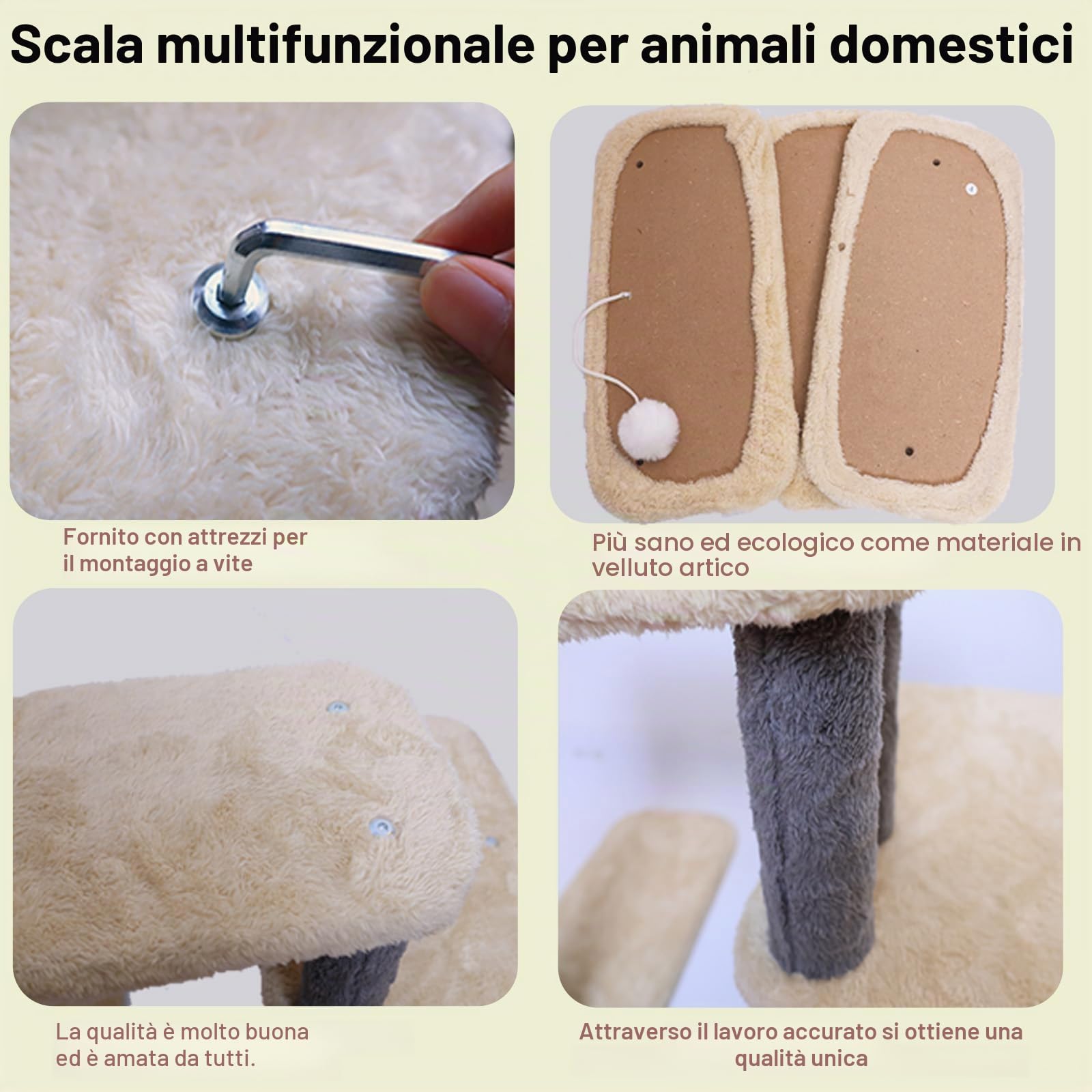 Scaletta Per Cani Alto18cm~76cm Combinazione libera,Letti,Divano Rampa Per Cani,Adatto A Gatti e Gattini Anziani Scaletta Per Gatti.(Beige/Grigio Scuro)