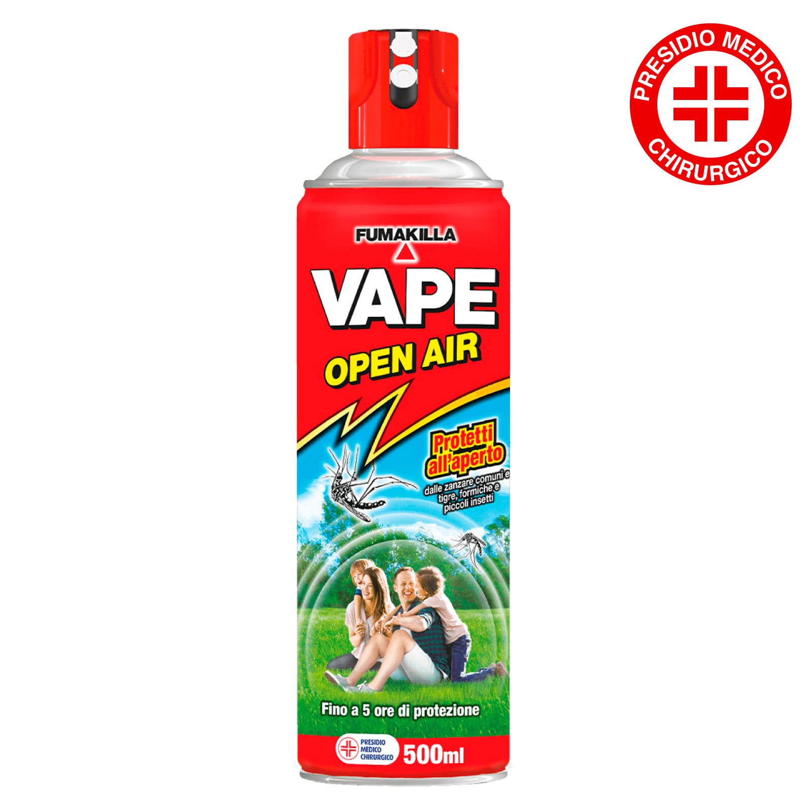Vape Open Air Insetticida Repellente Zanzare Comuni e Tigre Formiche e Piccoli Insetti per Giardini Terrazzi Porticati Protezione fino a 5 Ore - 7 Flaconi da 500ml