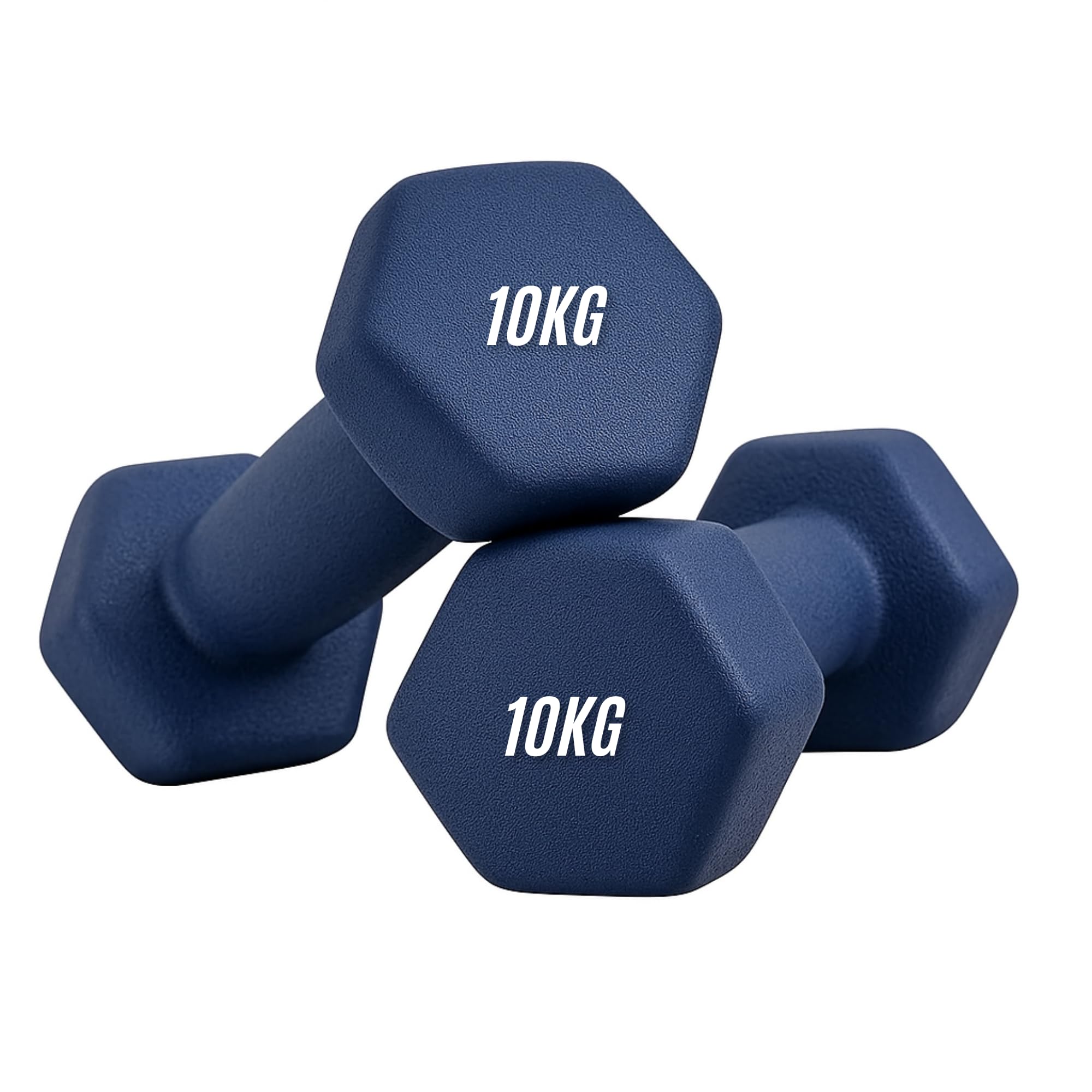 Neoprene Dumbbells Set 0.5-10 kg Pairs | Non-Slip Coated Weights for Aerobic Workout & Strength Training | Hex Hand Dumbbells for Home Gym Fitness in Orange, Blue & Pink (Blue, 10KG Pair)