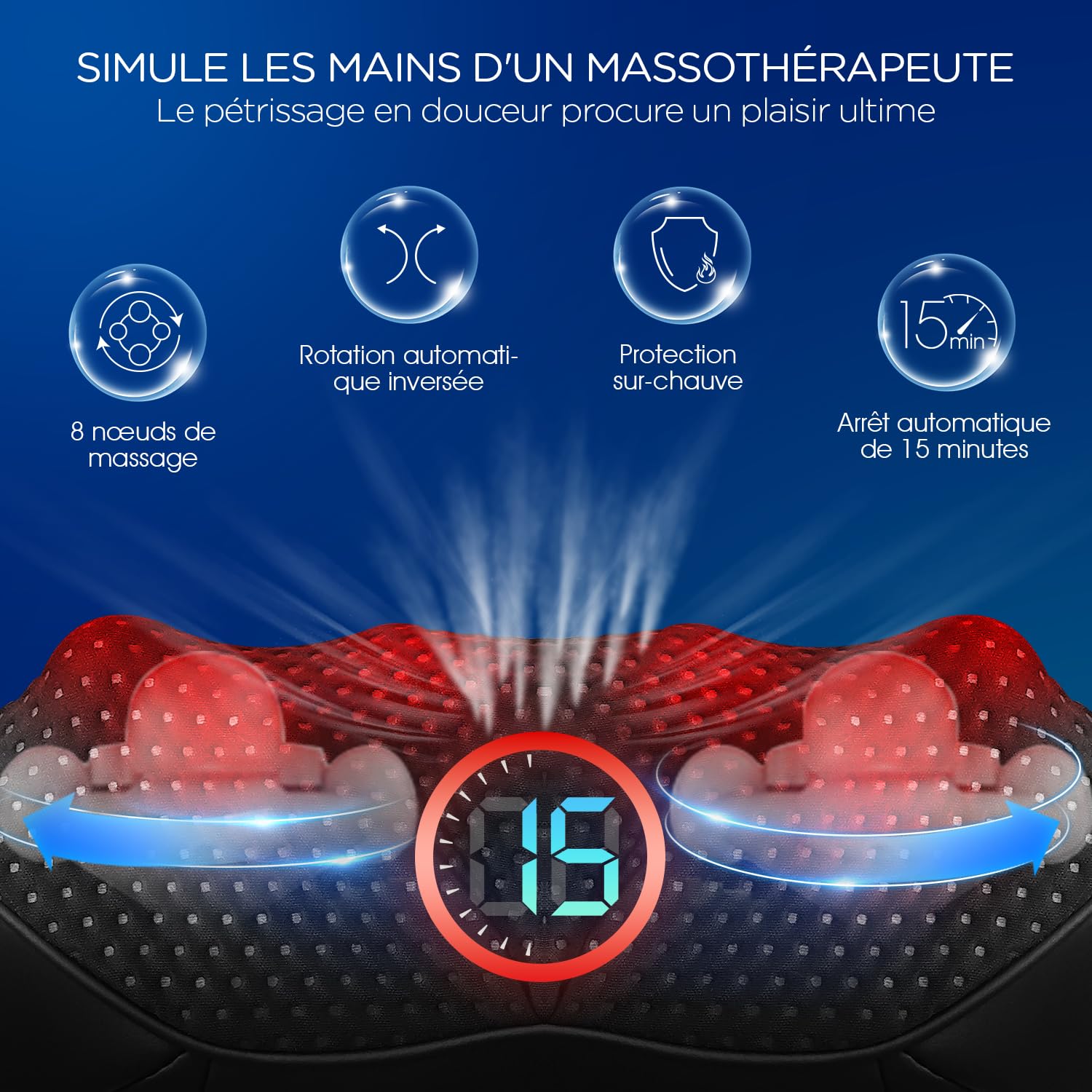 VOYOR-HEALTH Masseur Dos et Cervicales Masseur Shiatsu Chauffant PJ100