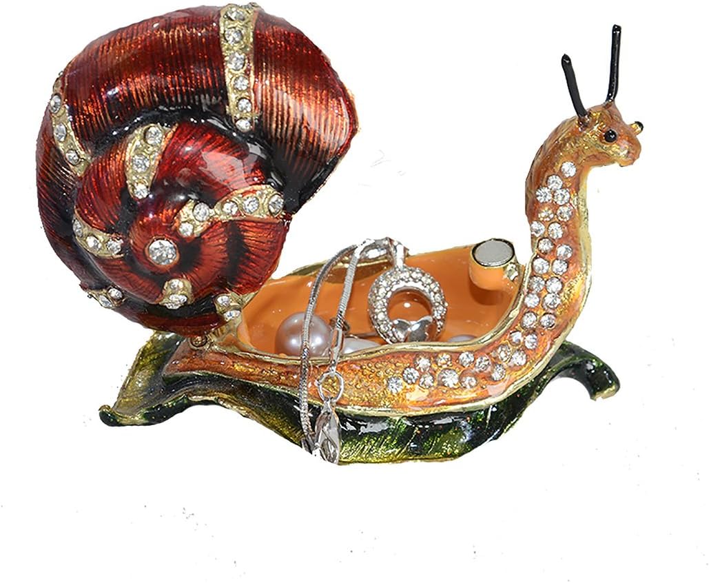 Snail Trinket Box Jewelry Box Hand Painted Decorative Box with Hinged Lid Ring Earring Holder Insect Figurine Collectible