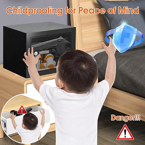 Miniatura 5 de Caja fuerte con cerradura de llave, caja de seguridad de acero, caja fuerte pequeña de 0.23 pies cúbicos para el hogar, dormitorio universitario y