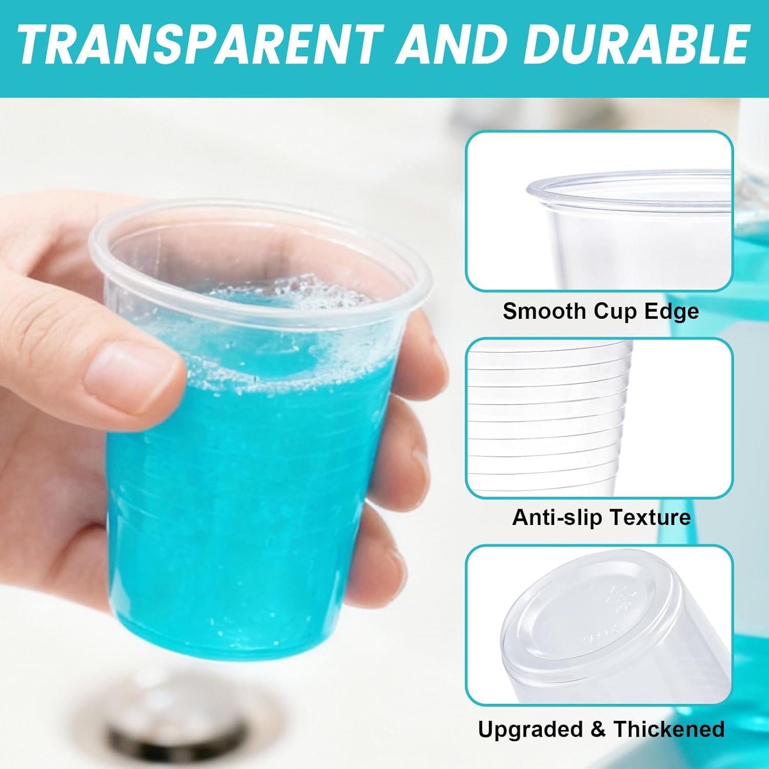 Lamosi 1500 Pack 5 oz Clear Plastic Cups, Disposable Party Cups, Small Clear Plastic Cocktail Tumblers for Mouthwash Bathroom, Tasting, Drinking and Party
