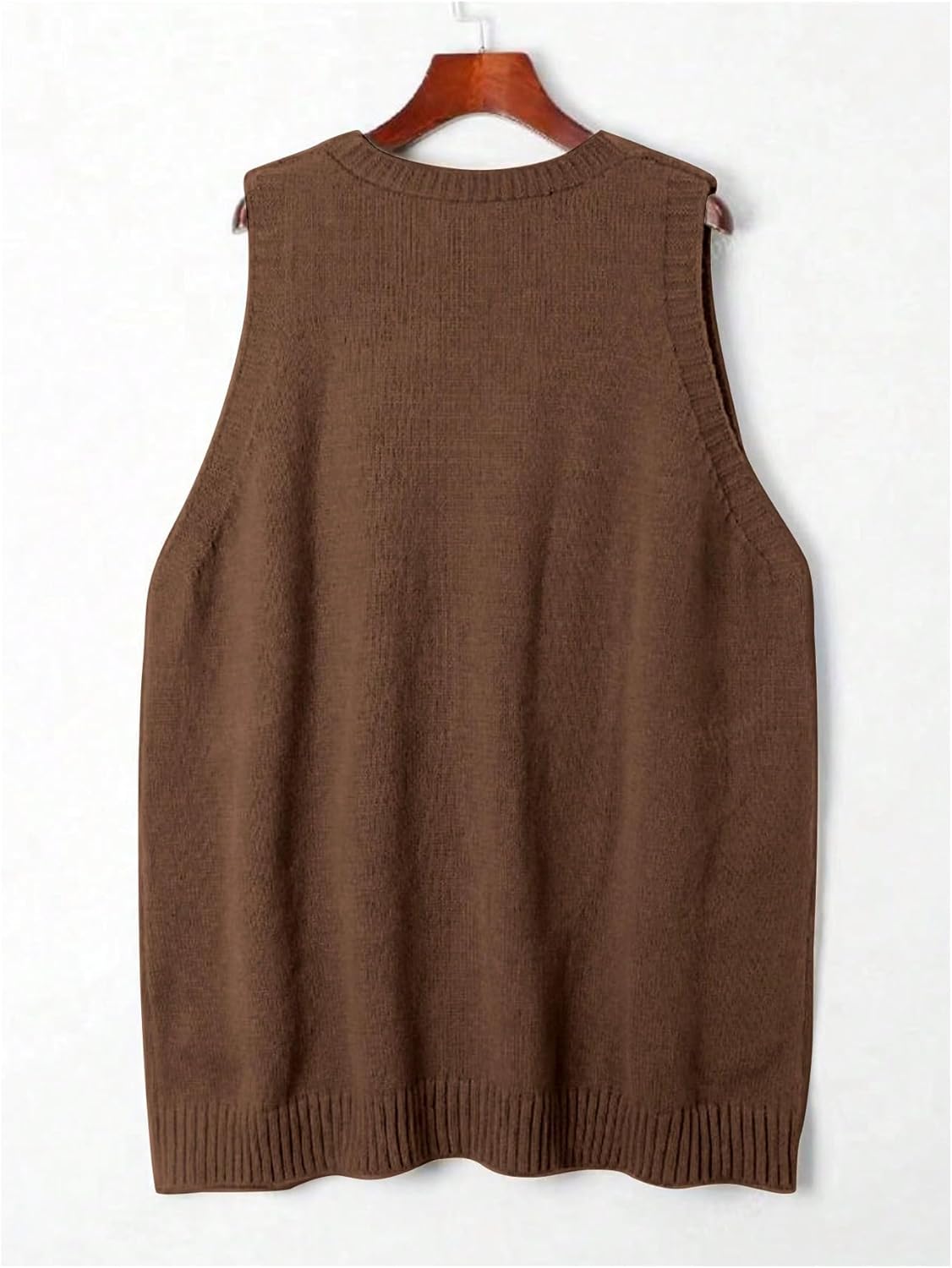 SOLY HUX Women's Plus Size Sweater Vest V Neck Sleeveless Loose Fit Knit Pullover Tank Tops with Pockets - Image 2