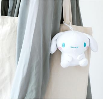 Plush Bag Clip Keychain Backpack Hanger with Cinnamon Roll, Kuromi, Pompompurin - Cute Stuffed Animal Key Ring