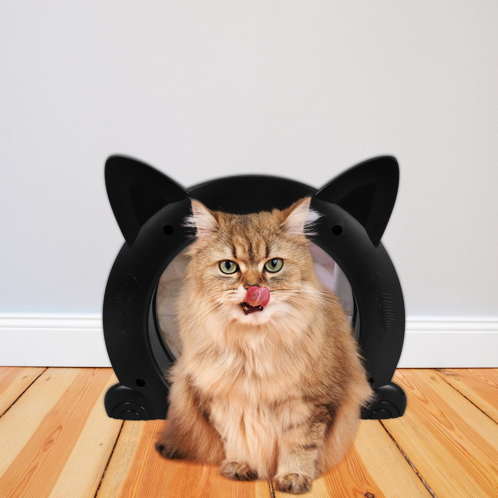 Veemoon Porte pour Animaux en Plastique Forme Chat Noir, Chatière Intérieure Pratique et Élégante pour Maison d'animaux, Accès Facile pour Chats et Petits Chiens
