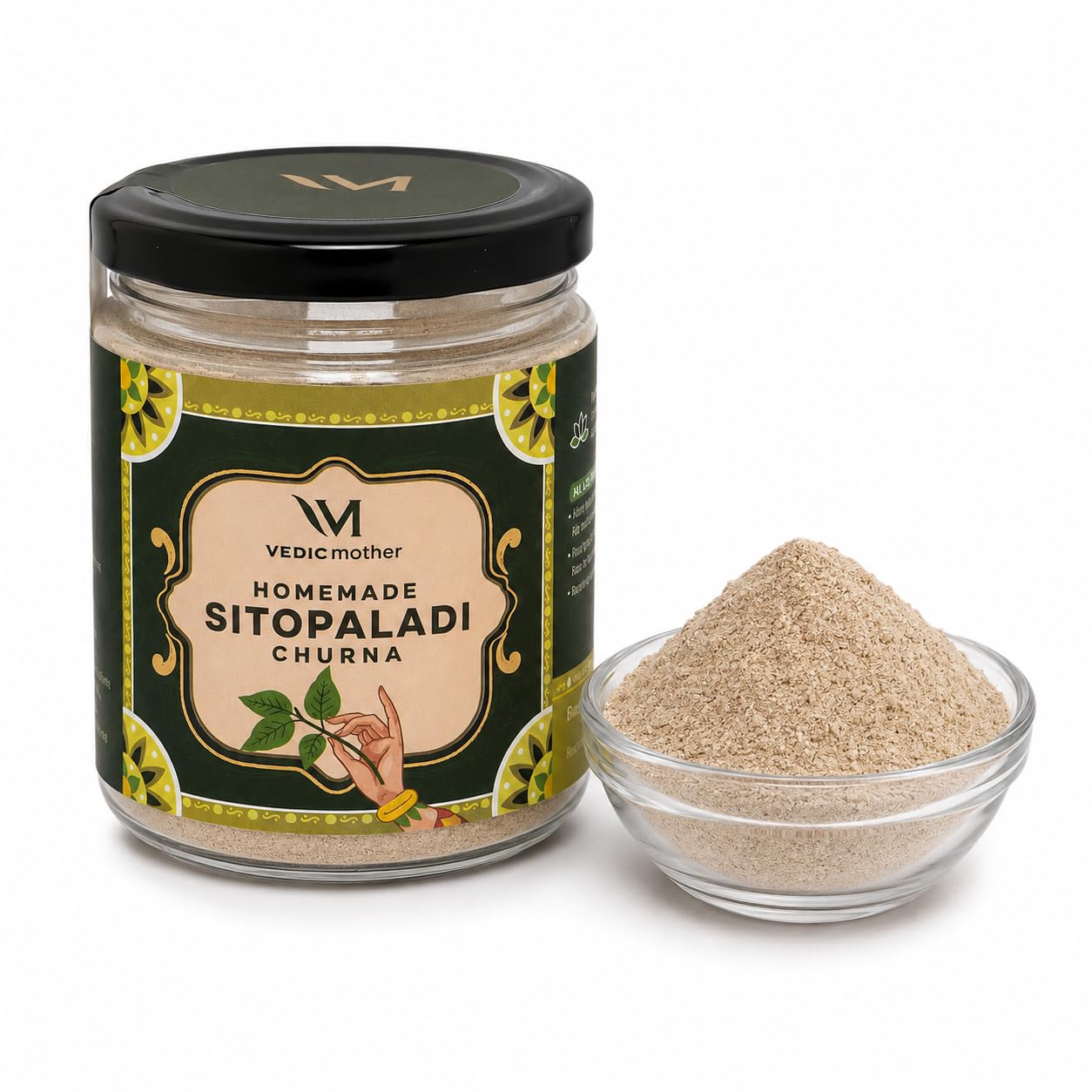 VEDIC MOTHER Sitopaladi Churna (125gm) | Traditional Ayurvedic Powder for Cold, Cough & Respiratory Wellness | Made with Pippali, Elaichi & Mishri | Supports Daily Immunity | No Preservatives - Suitable for All Ages