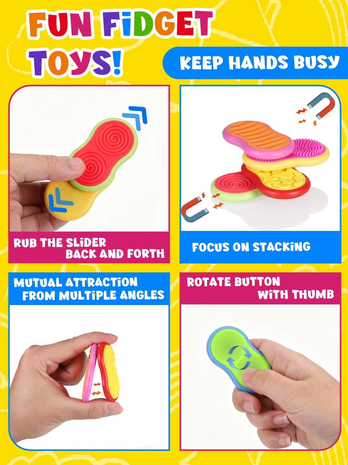 Giochi Da Viaggio Sensoriali Per Bambini: 6 Bastoncini Fidget Antistress In Silicone, Giocattoli Per Autismo E ADHD, Ideali Per Ristorante E Auto - 6