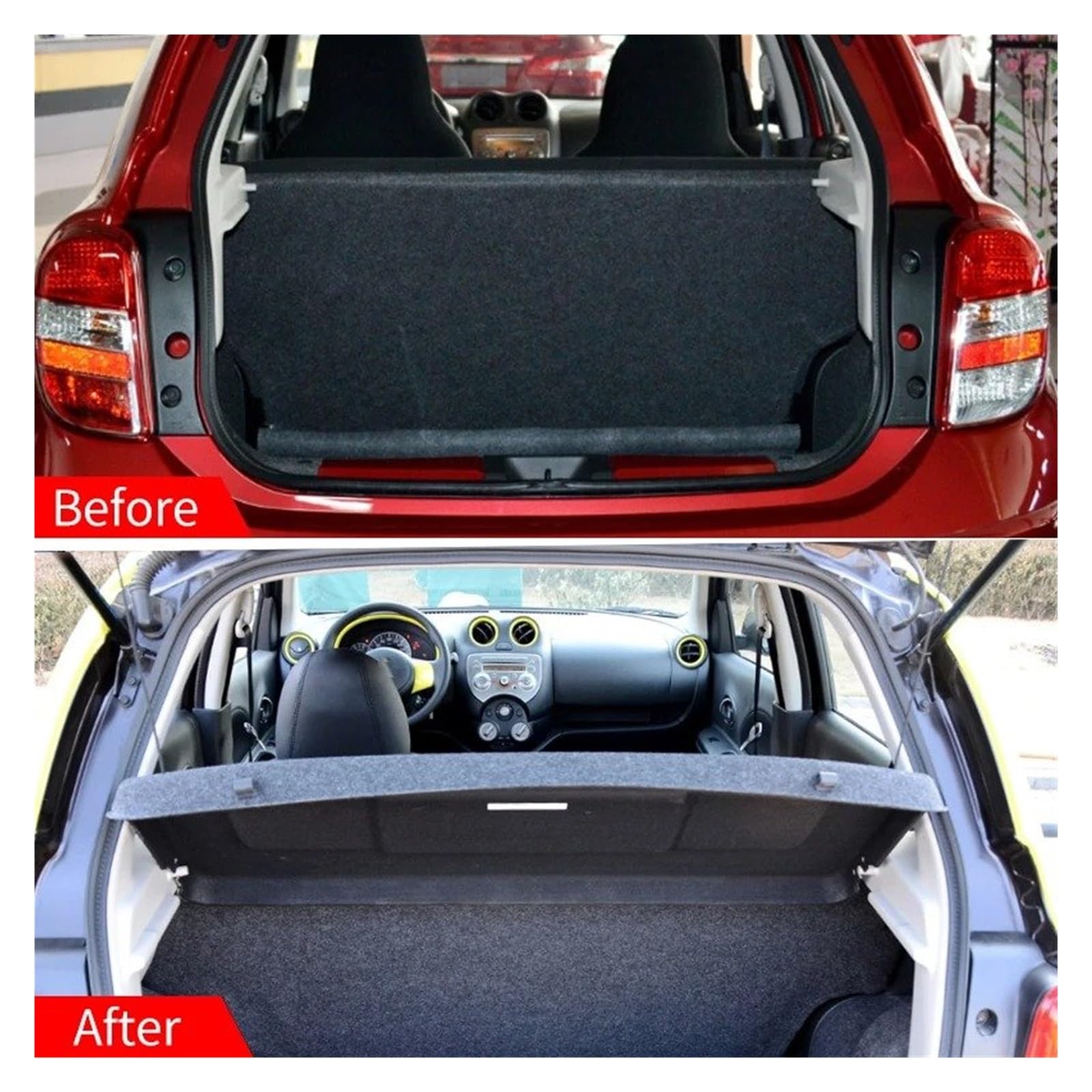 Copertura Bagagliaio per Nissan per Marzo per Micra Accessori Interni Auto Copertura per Bagagliaio Non Retrattile Portapacchi Anti-Peeping Cofano Bagagliaio