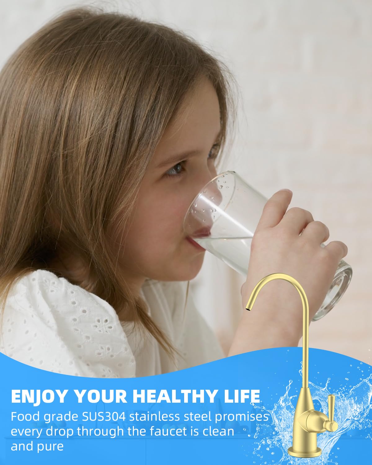Hibbent - Grifo de agua potable para fregadero de cocina de bar, sin plomo, grifo de filtro de agua de acero inoxidable, grifo de ósmosis inversa para sistema de filtración de agua debajo del