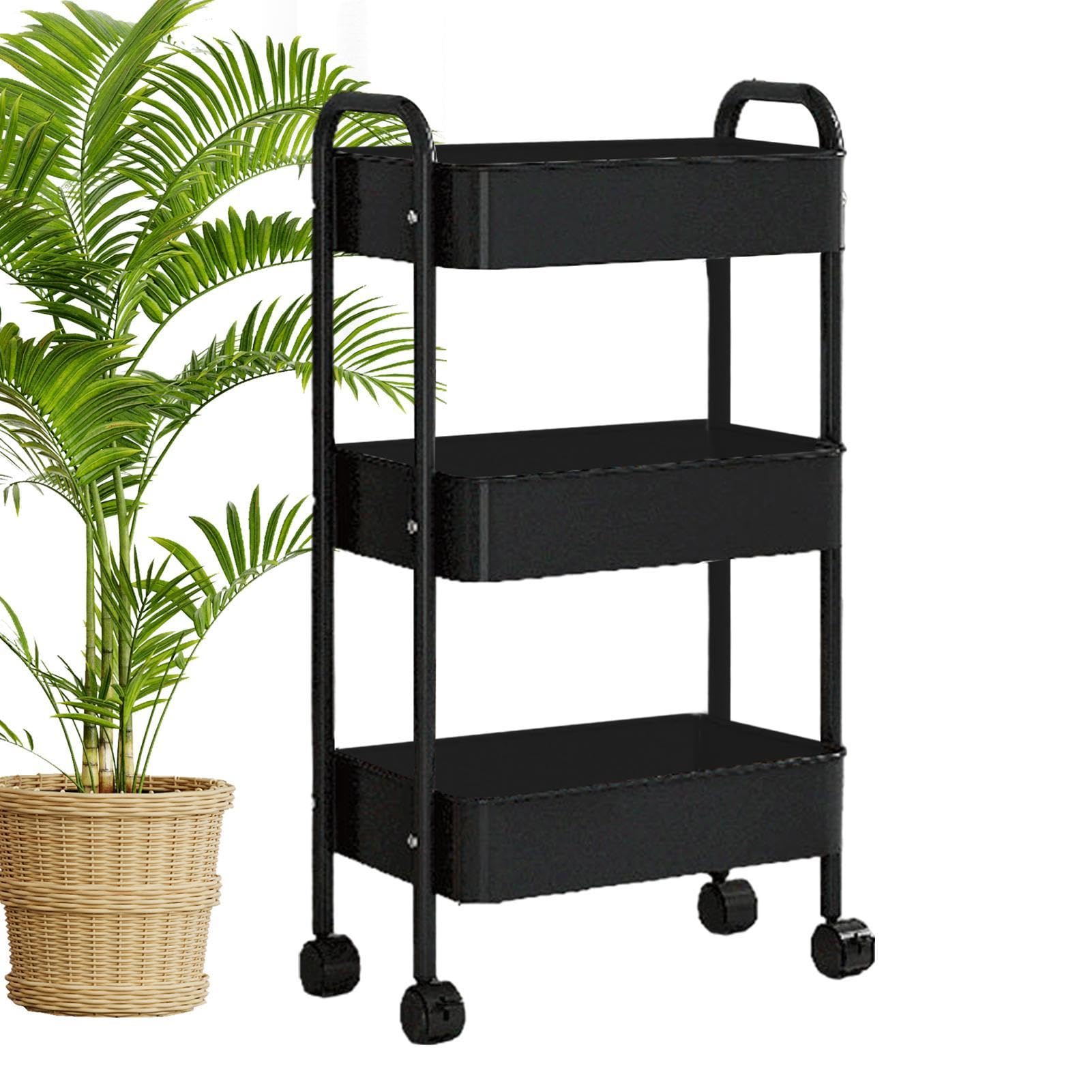 Carrello con ruote, grande capacità, 3 , con | Carrello da cucina multifunzionale a tre livelli, con ruote, mobile e grande capacità, per cucina,