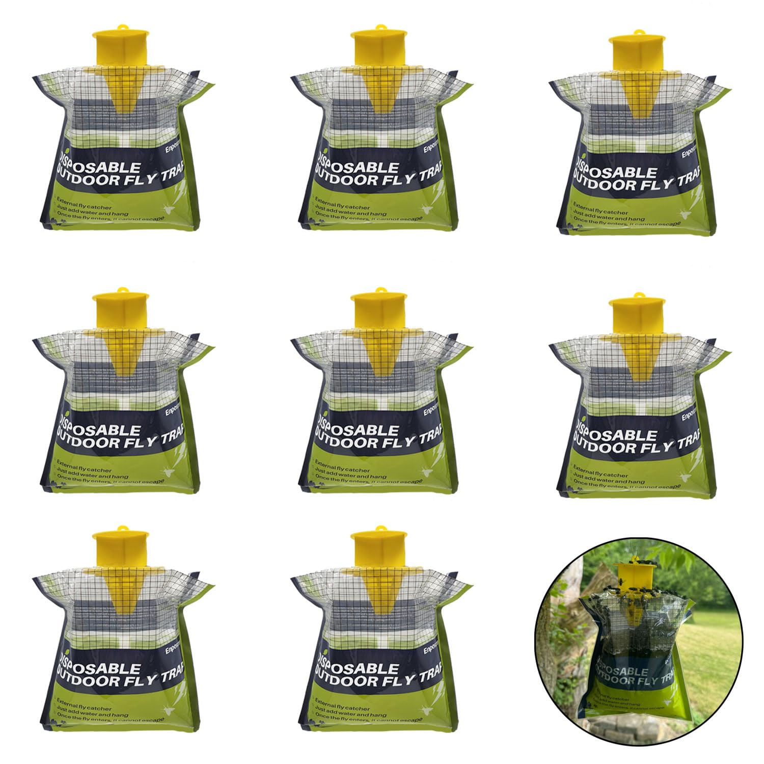 Enposmre 8-Pack Fly Traps Outdoor Hanging