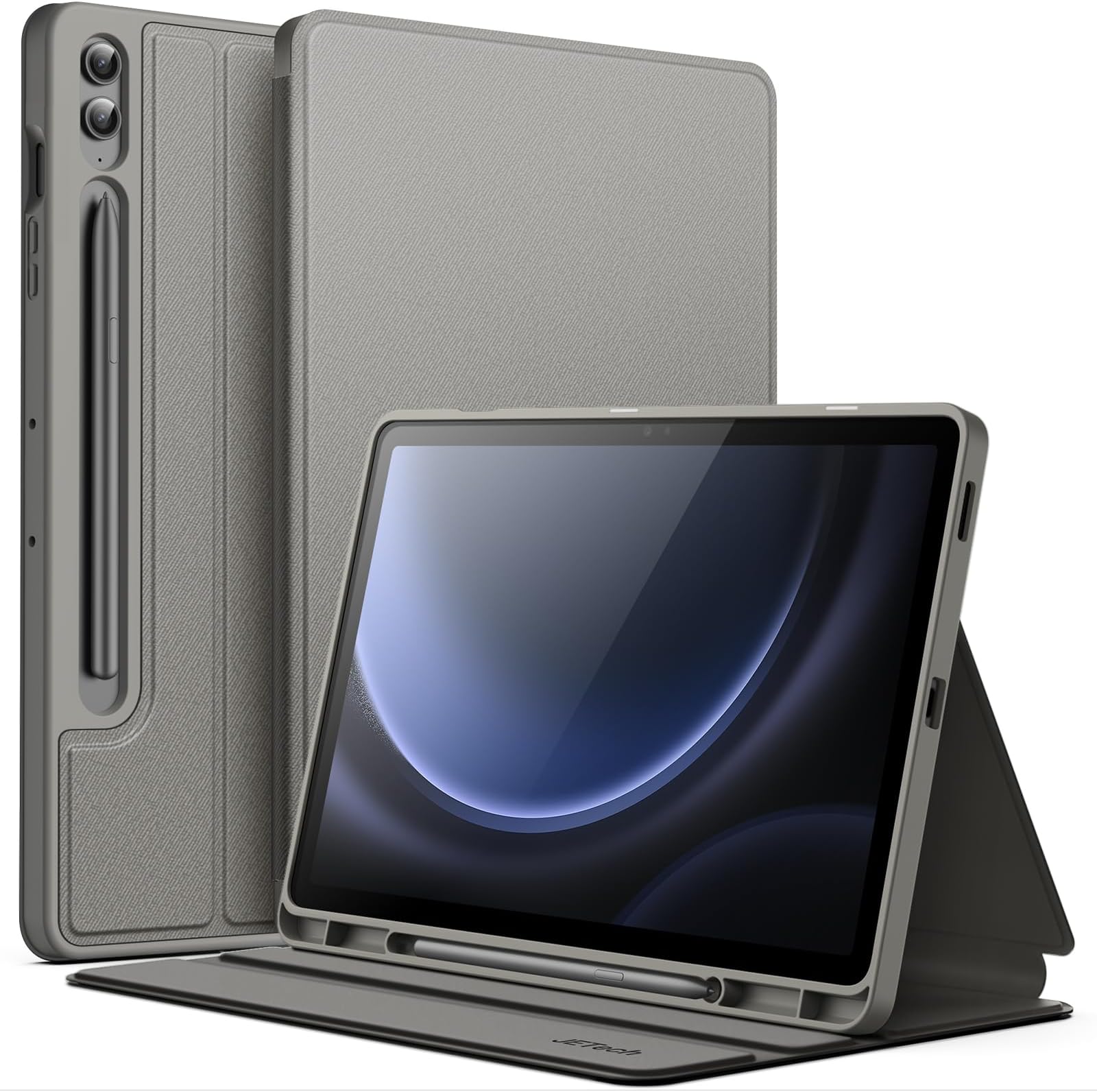 Cover Case for Samsung Galaxy Tab S9 FE+ / S9 FE Plus 12.4-Inch with S Pen Holder, Slim Folio Stand Protective Tablet Cover, Multi-Angle Viewing (Gray)