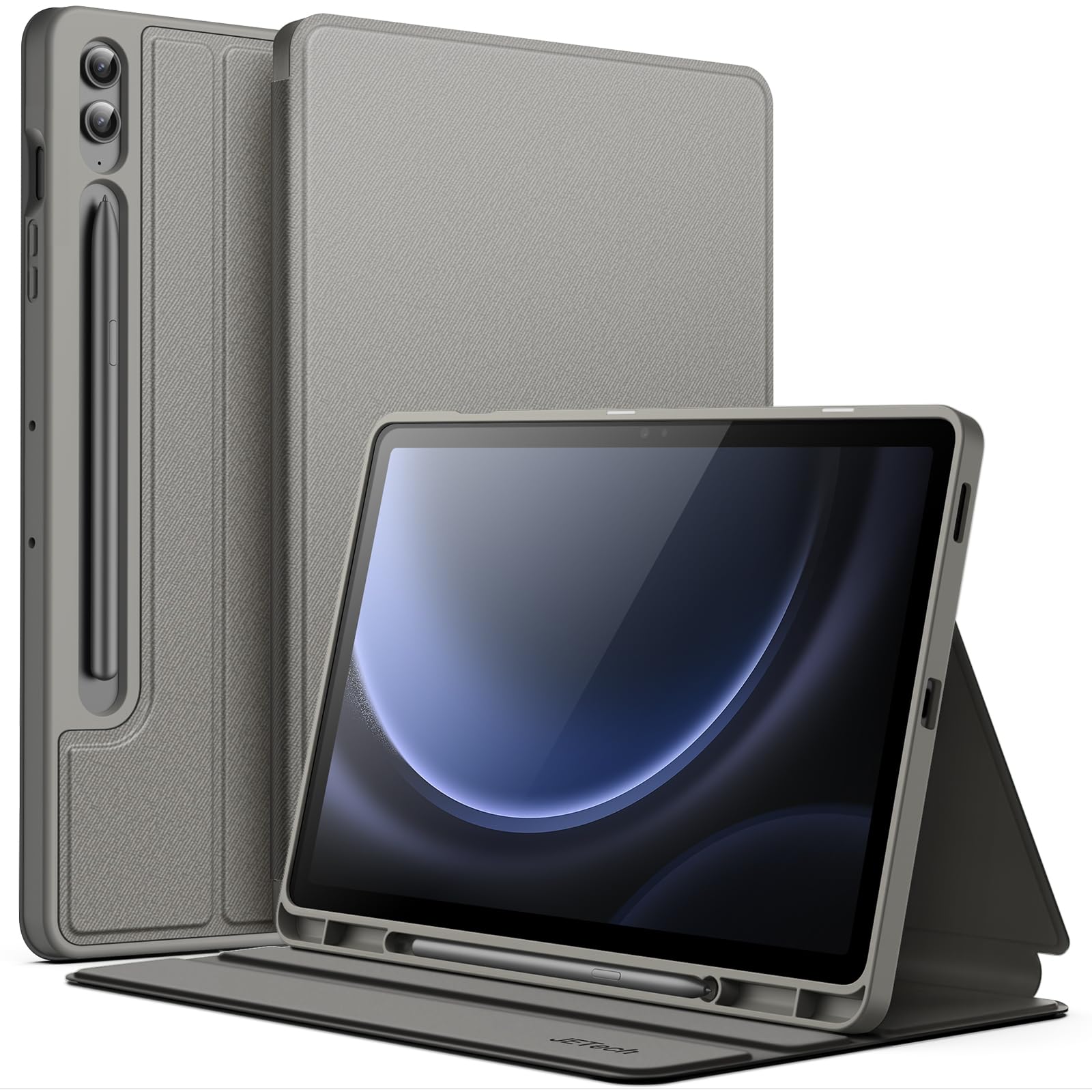 JETech Cover Case for Samsung Galaxy Tab S9 FE+ / S9 FE Plus 12.4-Inch with S Pen Holder, Slim Folio Stand Protective Tablet Cover, Multi-Angle Viewing (Gray)