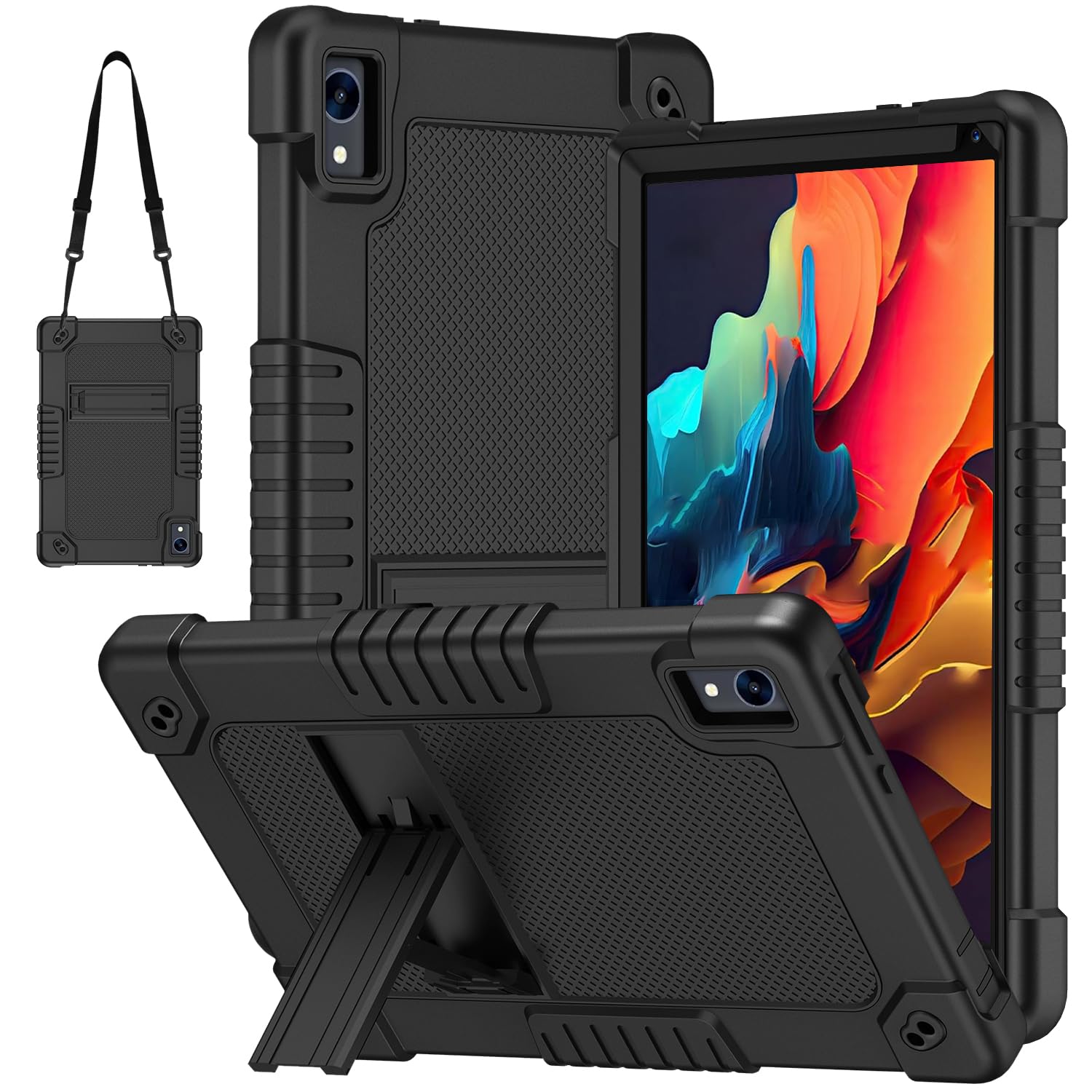 Kebiory for Jeazans OC101/Jeazans C107 10.1 inch Tab Case Heavy Duty Protective with Shoulder Strap Kickstand Kids Friendly for Freeski/HiGrace/