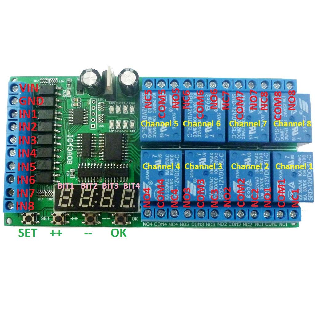 8ch DC 12V Multifunction Delay Module Cycle Timer Switch for Power sequencer Motor LED PLC Lathe (4)