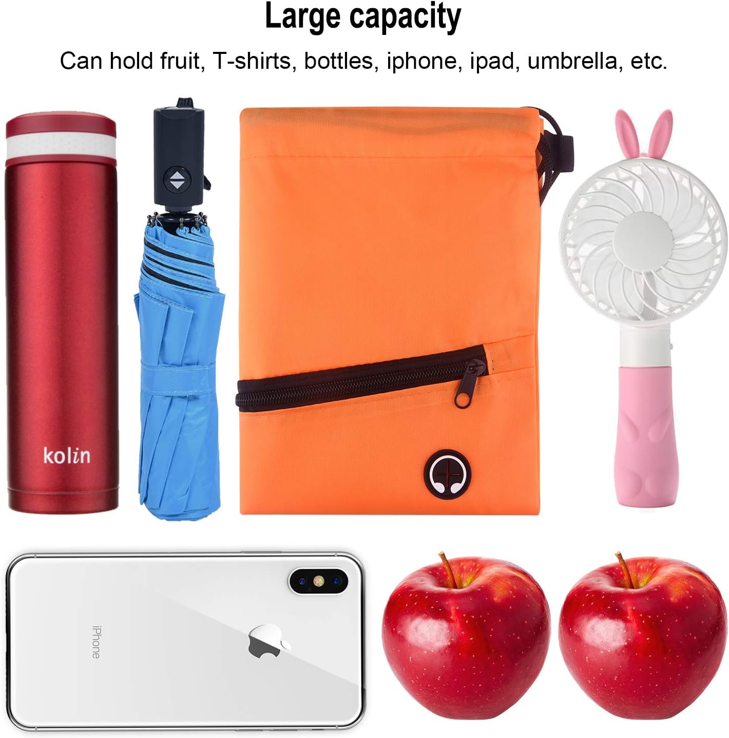 KUUQA 12Pcs Drawstring Bags with Zipper Pocket Pull String Backpack Bags Bulk（Colorful） - Image 4