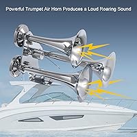 Vista 7 de JDMSPEED Air Horns - Trompetas resistentes con triple chapado en cromo. Bocina de aire súper ruidosa para camiones de 12
