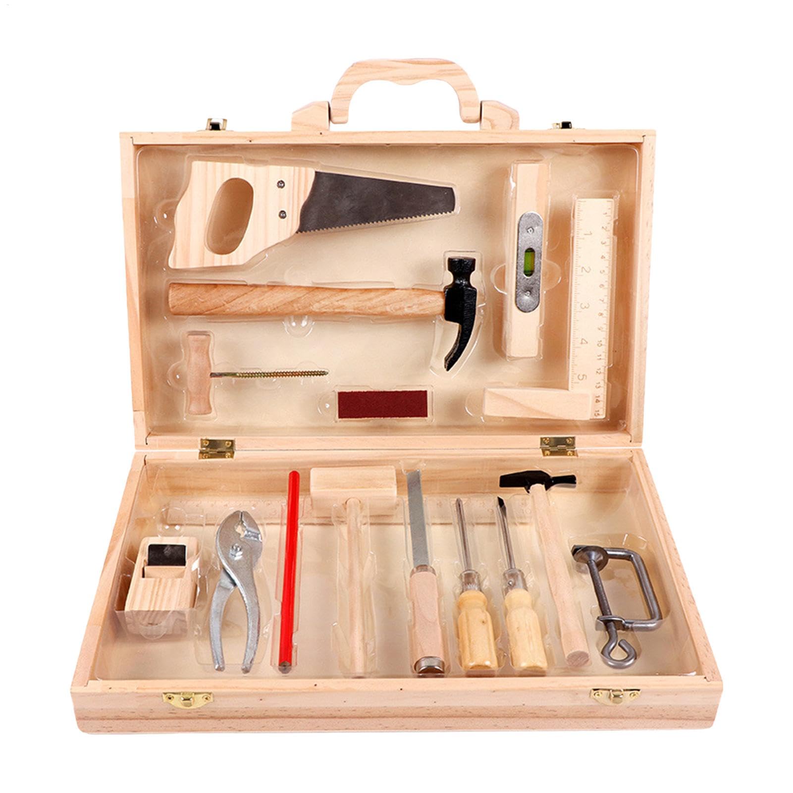Spielwerkzeug-Set aus Holz, Rollenspiel-Werkzeugkasten Holz-Werkzeugbank | Lernspielzeug-Set für Kinder im Vorschulalter für Kinder, Kleinkinder, Mädchen,