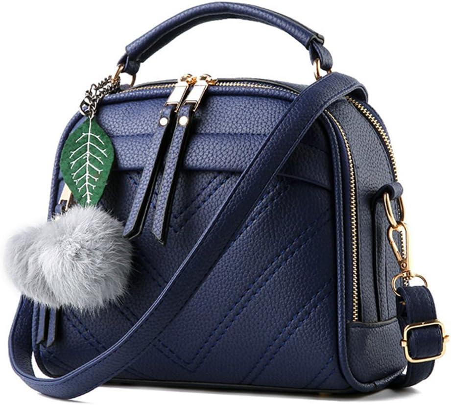 Women Portable Crossbody Handbag with Leather Chain Strap Tote Bag (blue)